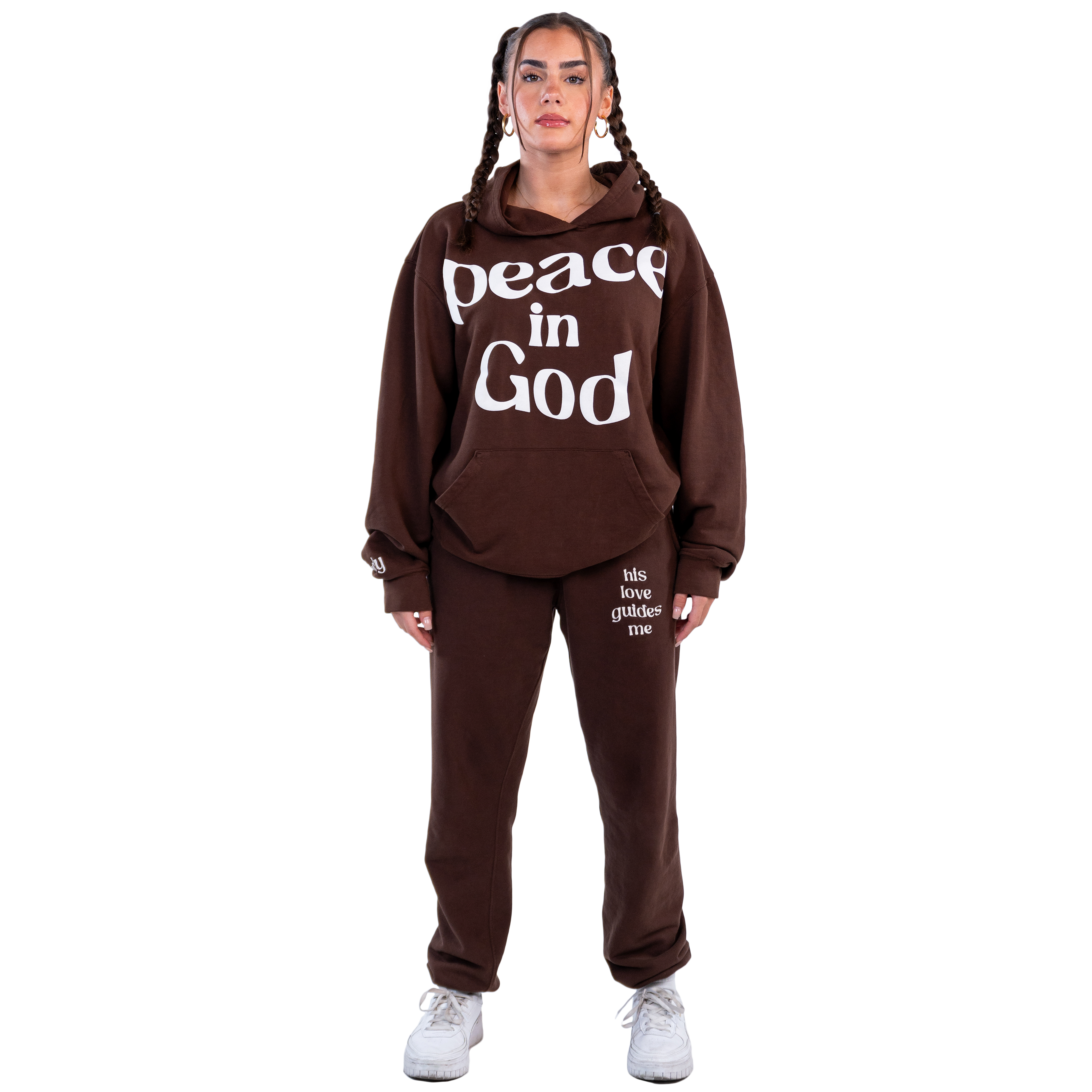 PEACE IN GOD HOODIE - BROWN