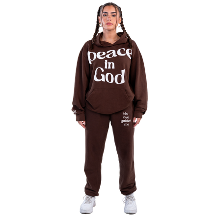 PEACE IN GOD HOODIE - BROWN