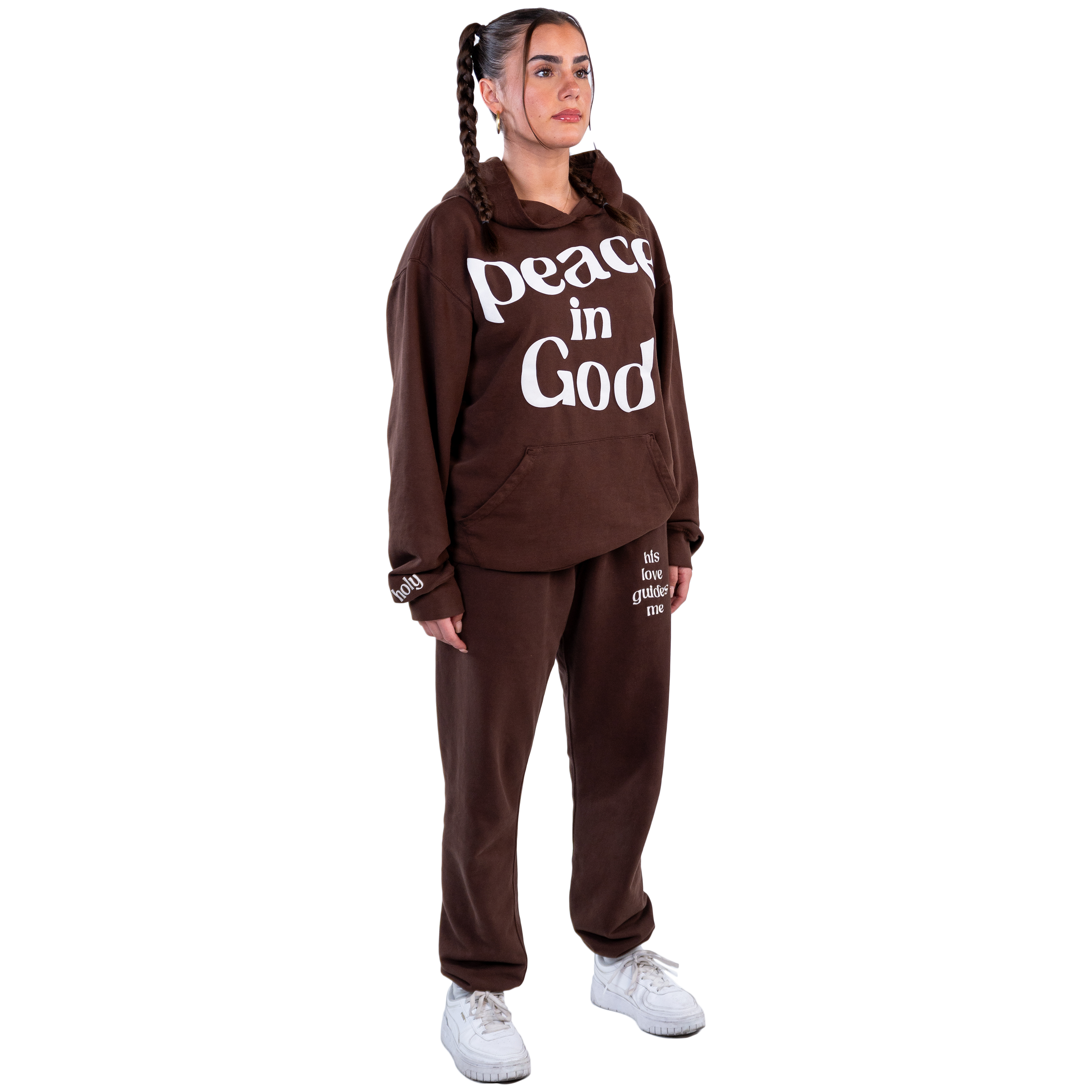 PEACE IN GOD HOODIE - BROWN